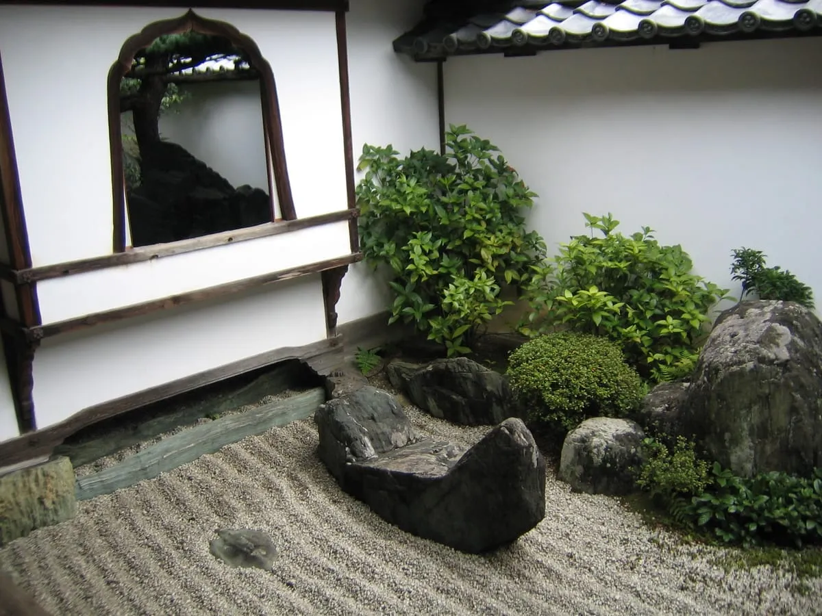 Daisen-in garden at Daitoku-ji — stone mountains and a gravel river in a space you could cross in three steps