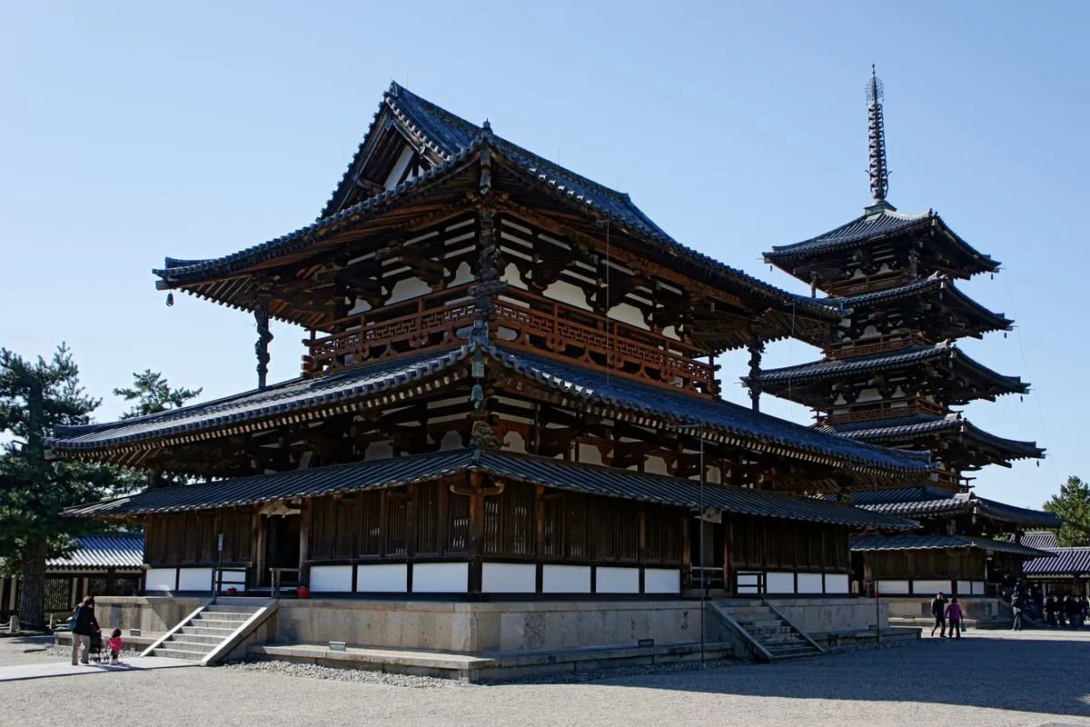The Golden Hall and Five-storied Pagoda of Hōryū-ji, Nara (December 2010)