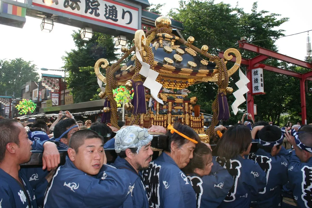 Mikoshi procession at Sanja Matsuri, Asakusa, Tokyo