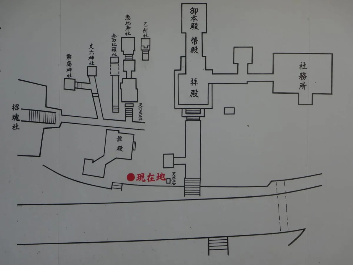 Shrine grounds layout map at Kinken-Gu