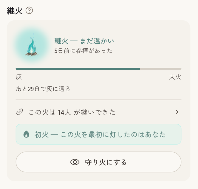 継火のステータスカード